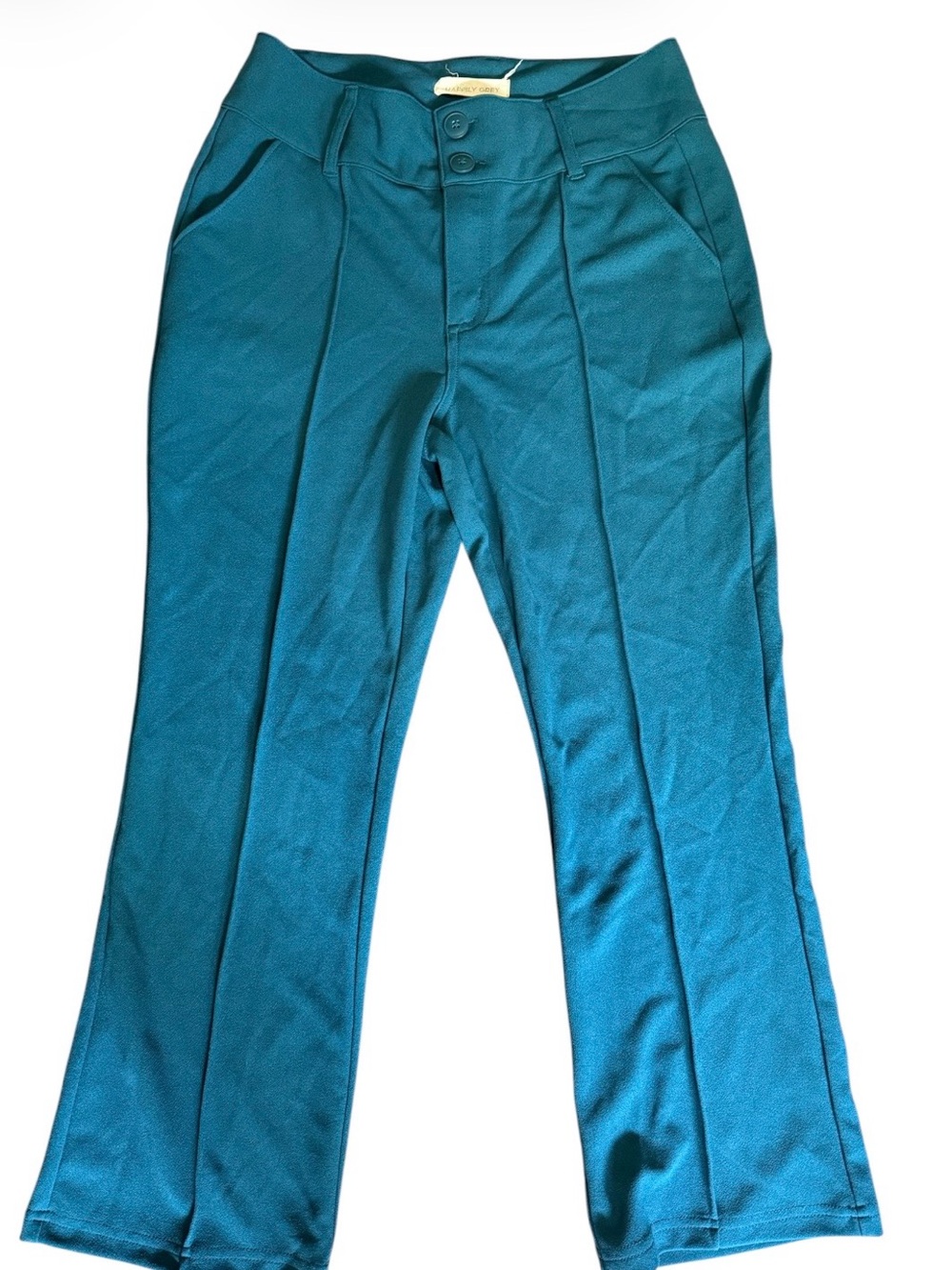 Teal Business Office Outfit Stretch Flare Dress Pants with Pockets!